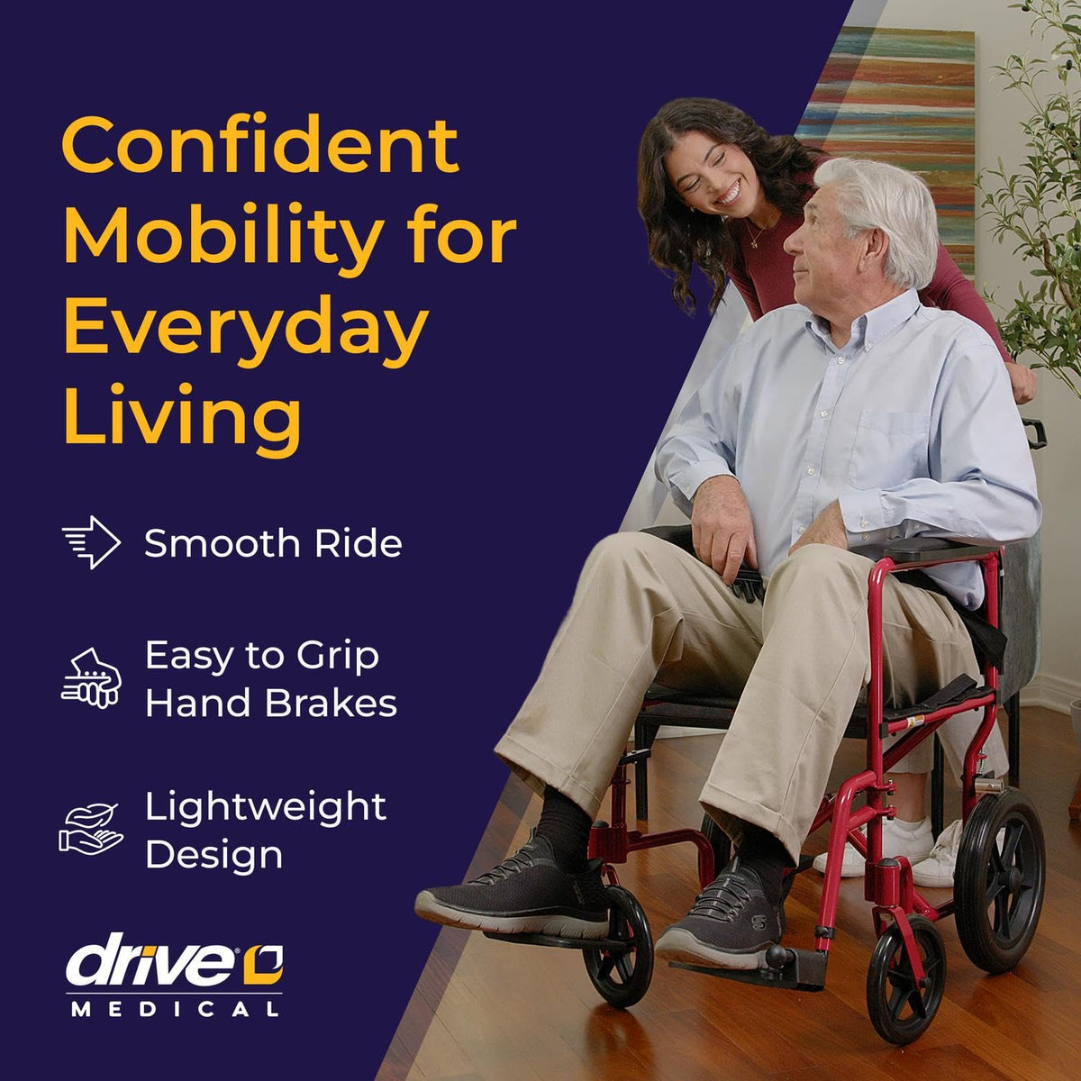 Red Transport Wheelchair with Hand Brakes M43860