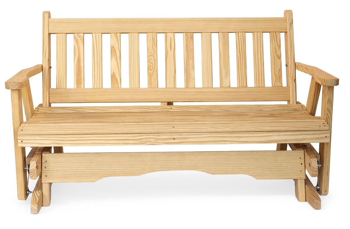 5 FT Natural Solid Pine Wood Glider Bench for 3 Person W2161
