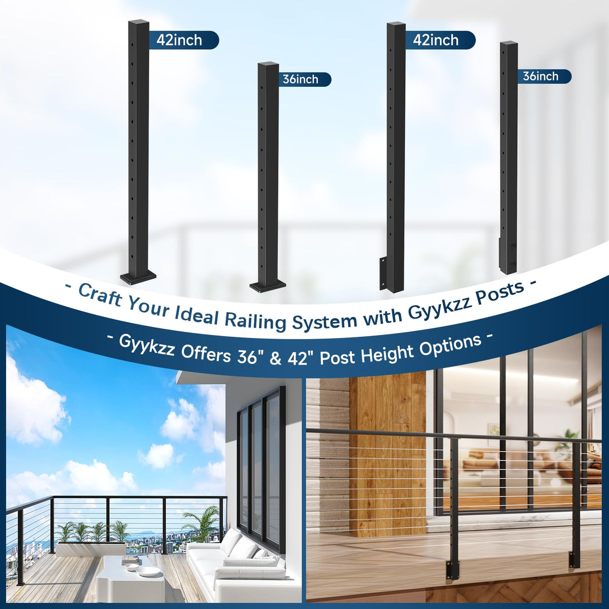 Black Aluminum Handrail 3 Pack L9933