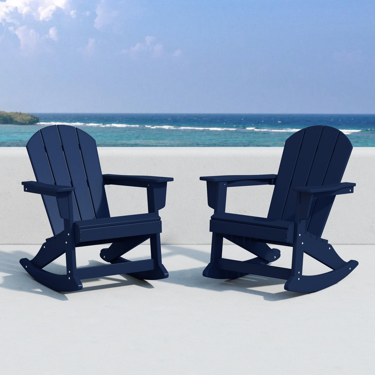 Navy Blue Poly Adirondack Chair Set of 2 C242