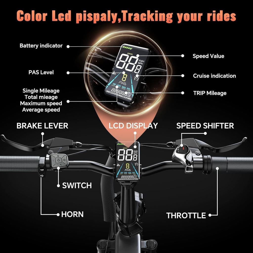 1500W Folding Electric Bike with 52V 20AH Removable Battery, 20" x4.0 Fat Tire W950