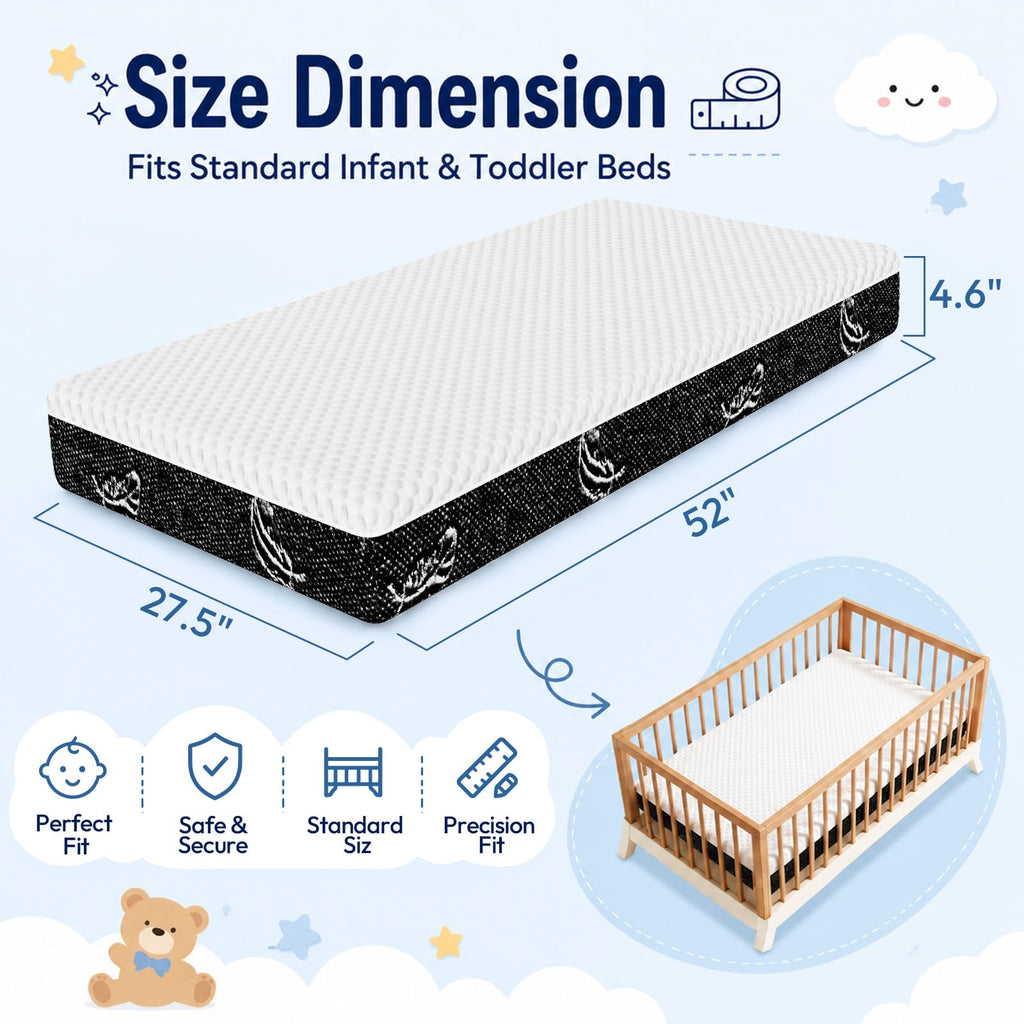 52 x 27 Dual-Sided Memory Foam Crib Mattress U6138