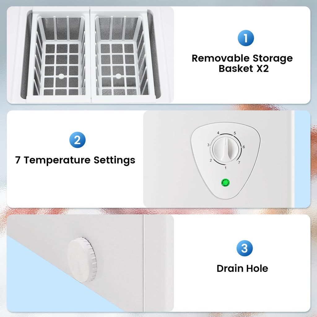 White 2.2 Cu Ft Chest Freezer with Storage Baskets U599716