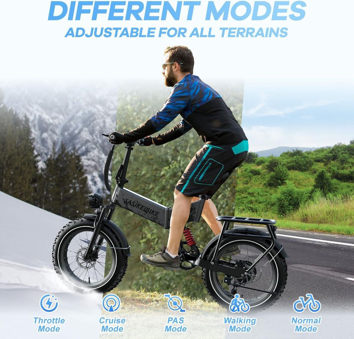 1500W Folding Electric Bike with 52V 20AH Removable Battery, 20" x4.0 Fat Tire W950