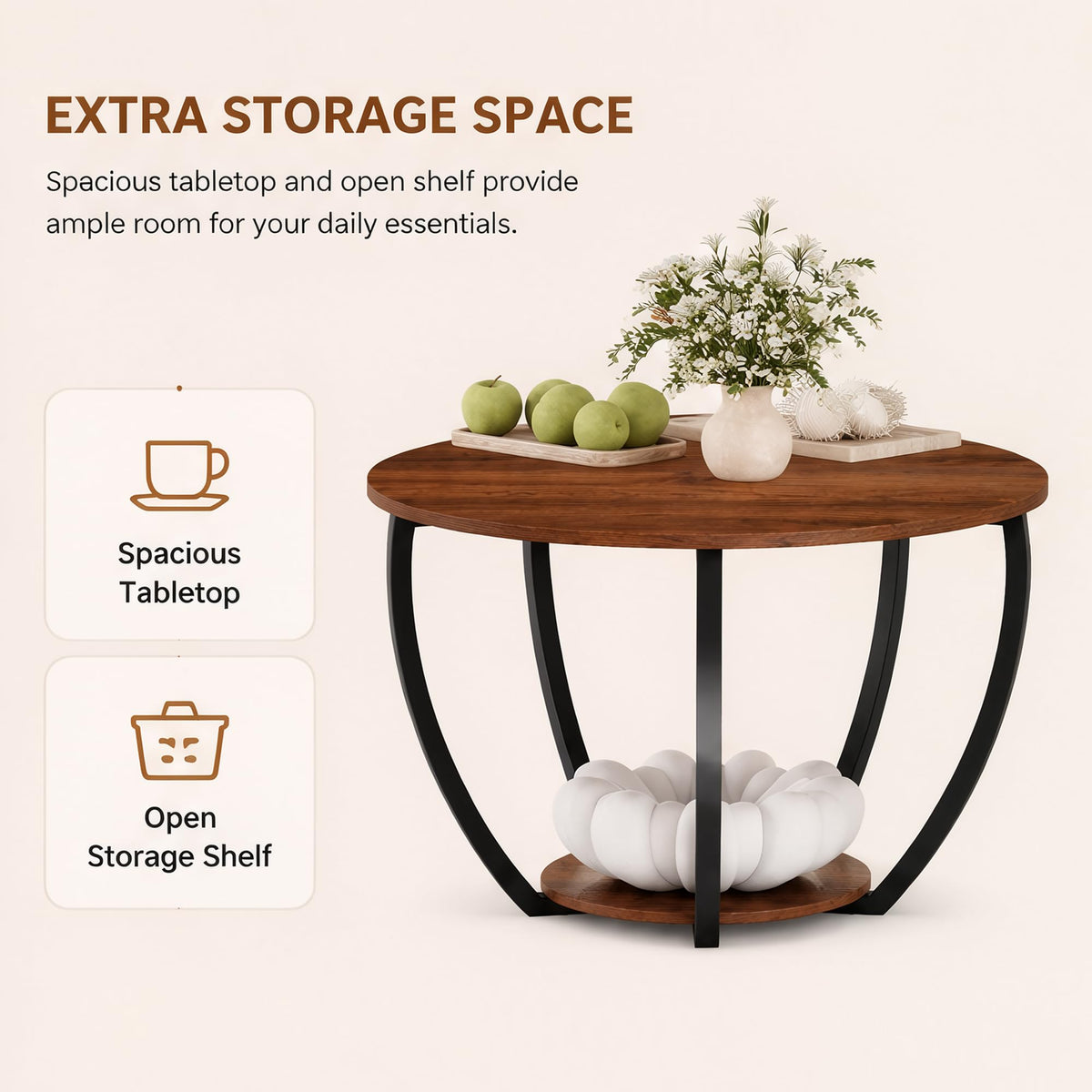 Round Coffee Table with Storage T23815