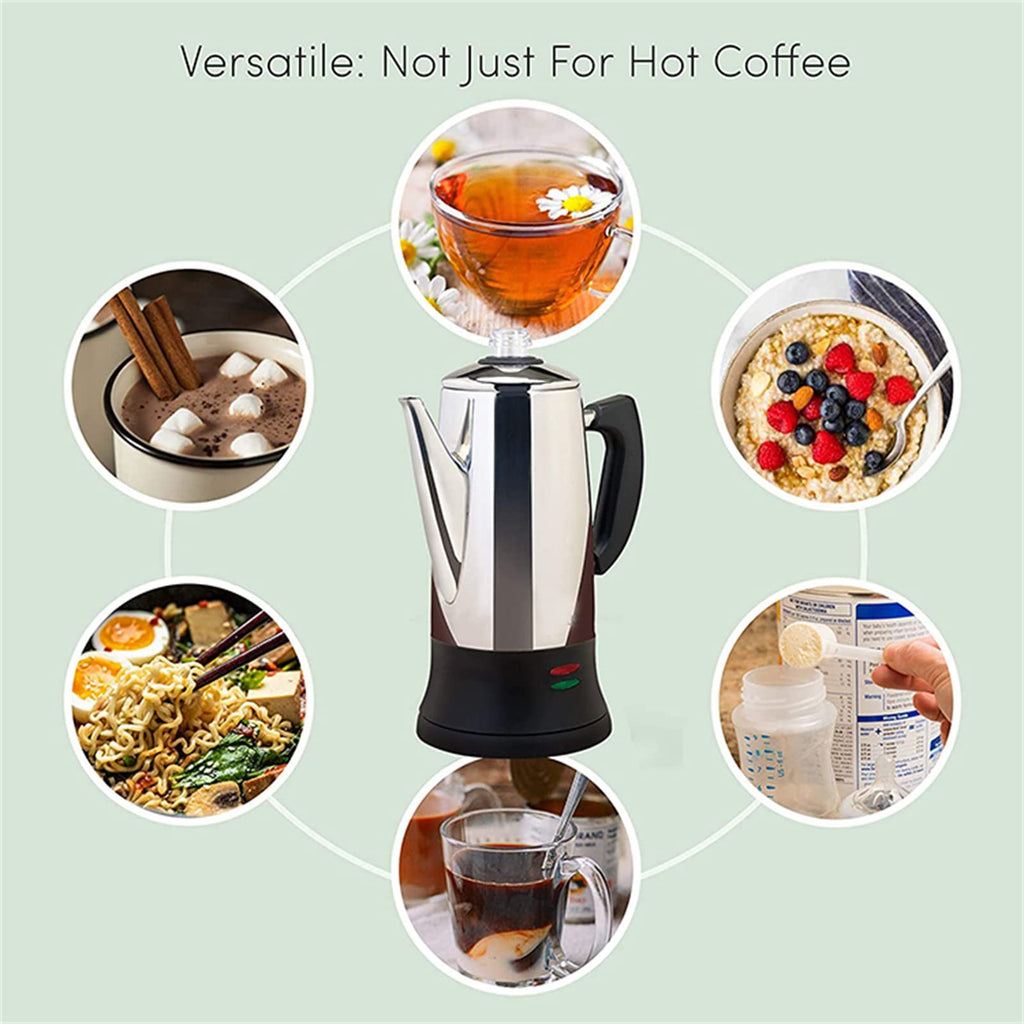 Electric Percolator Coffee Pot Stainless Steel 12 Cup I5978