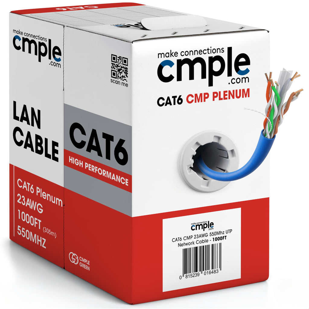 Cat6 Plenum CMP 23AWG UTP Solid 1000ft Blue Ethernet Cable M2285