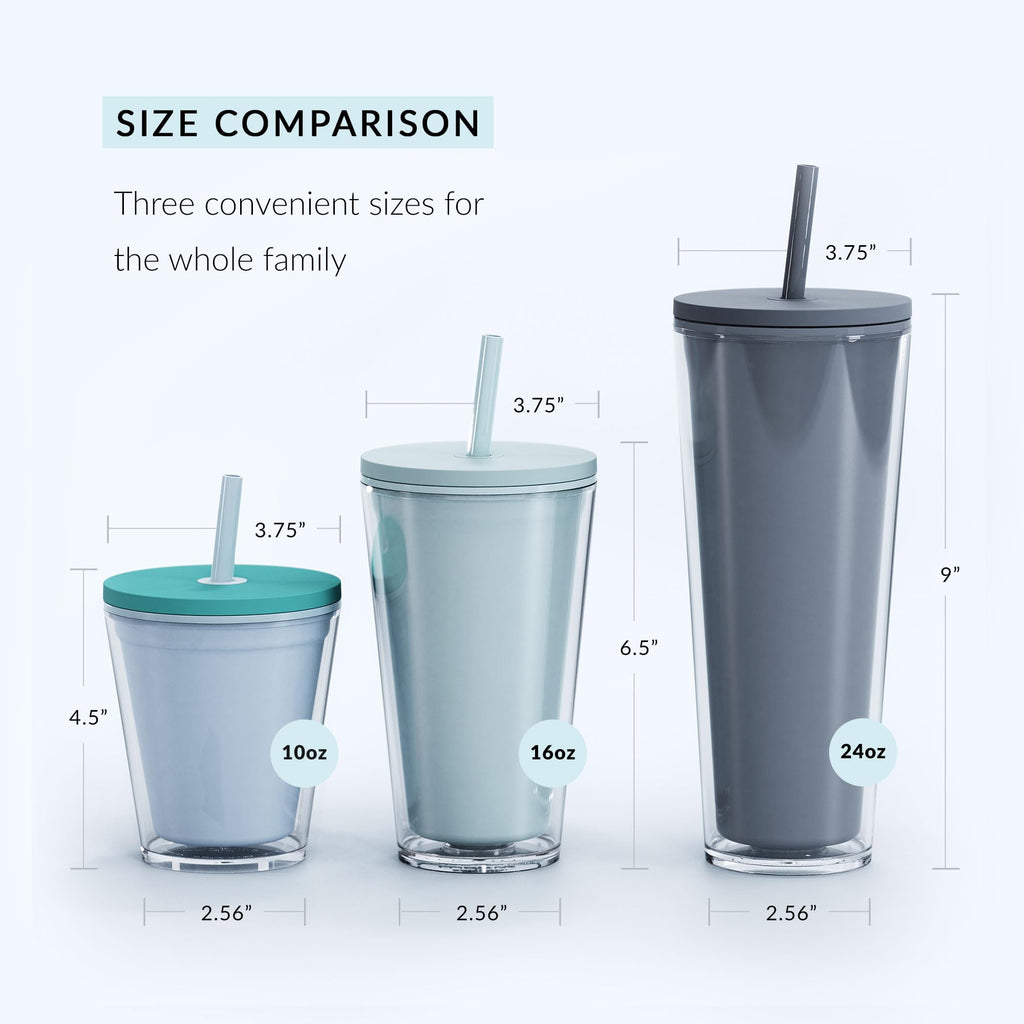 Clear 16oz Insulated Acrylic Tumbler with Lid and Straw, 2 Pack K303436