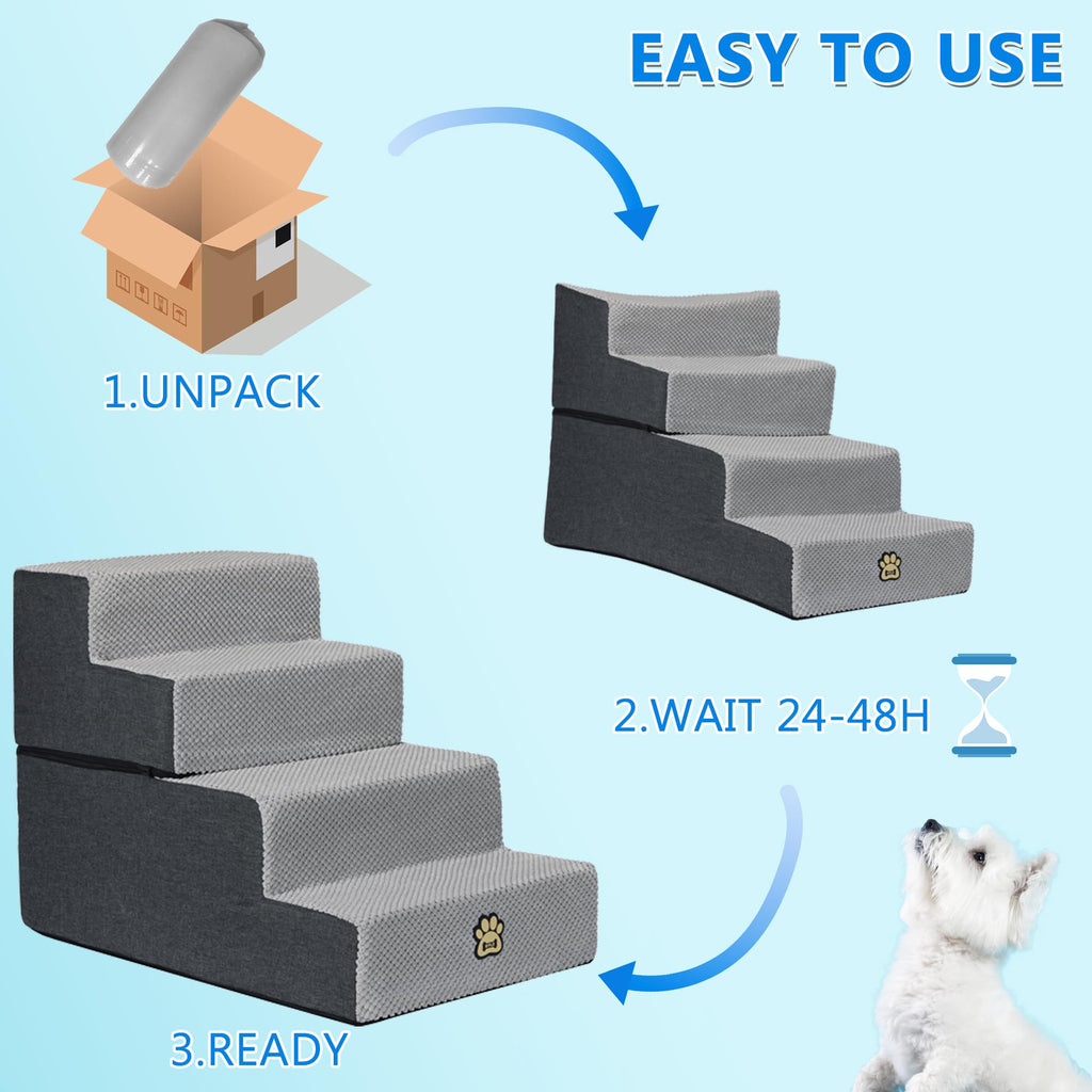 4-Step Foam Dog Stairs, 18-Inch, Gray X2272