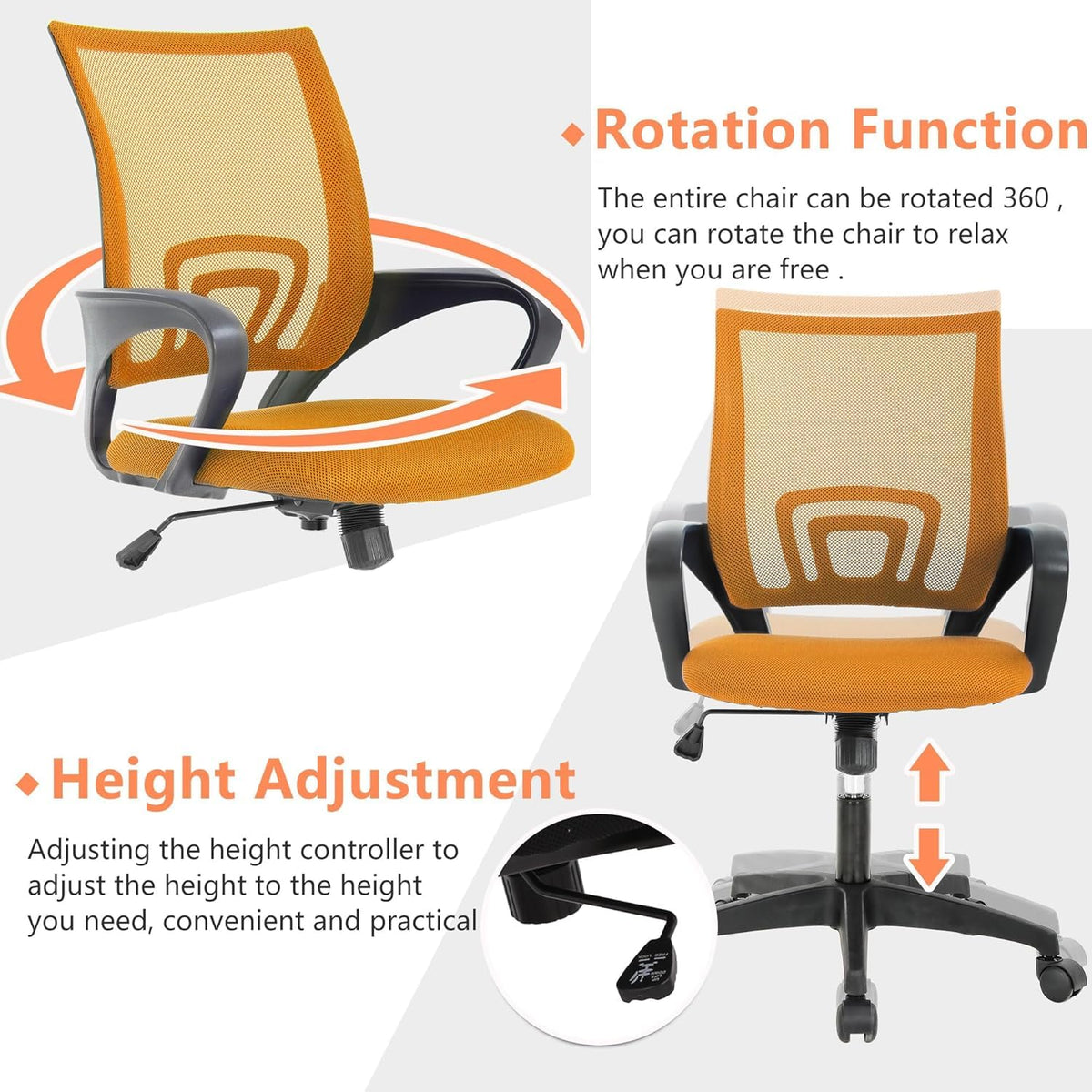 Orange Mesh Mid-Back Office Chair R623335