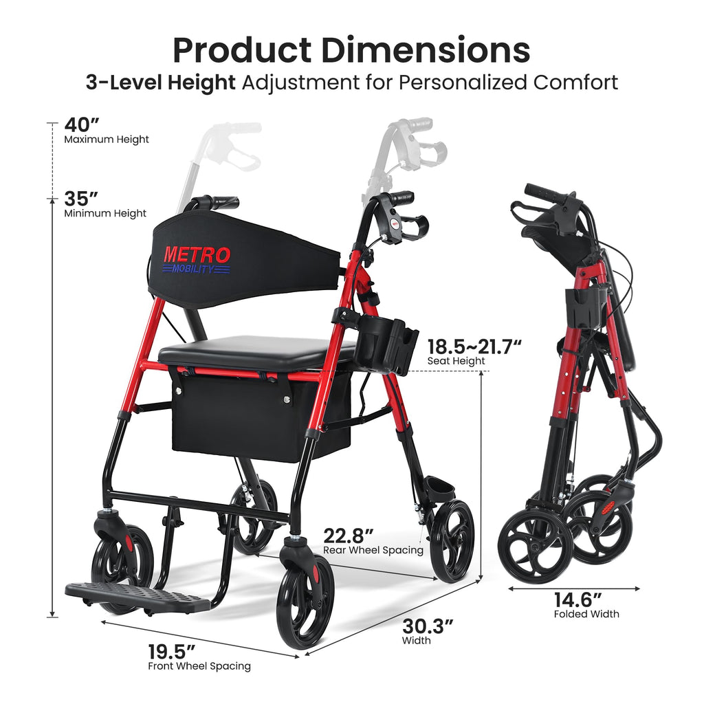 Aluminum 2-in-1 Rollator Walker with Seat W698295