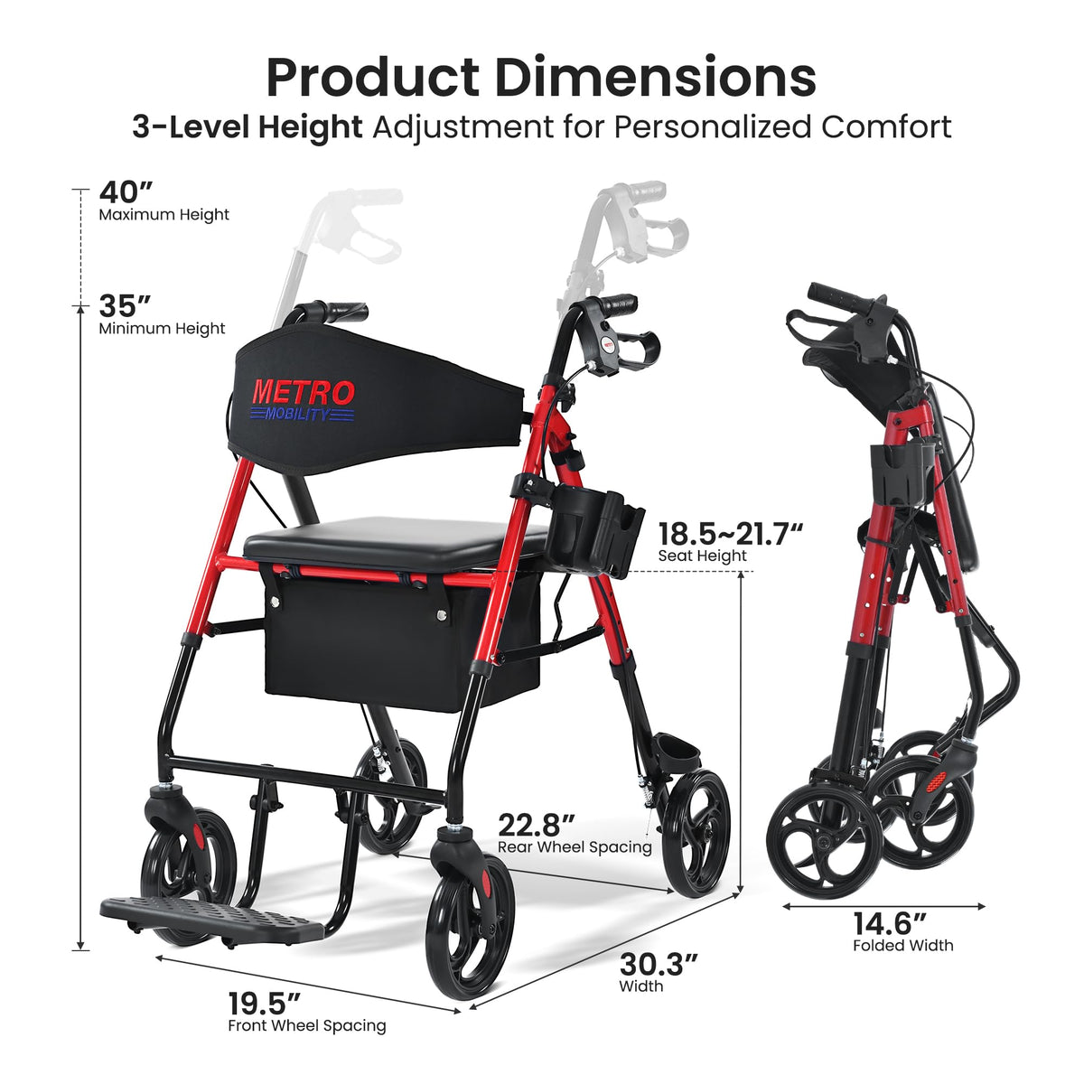 Aluminum 2-in-1 Rollator Walker with Seat W698295