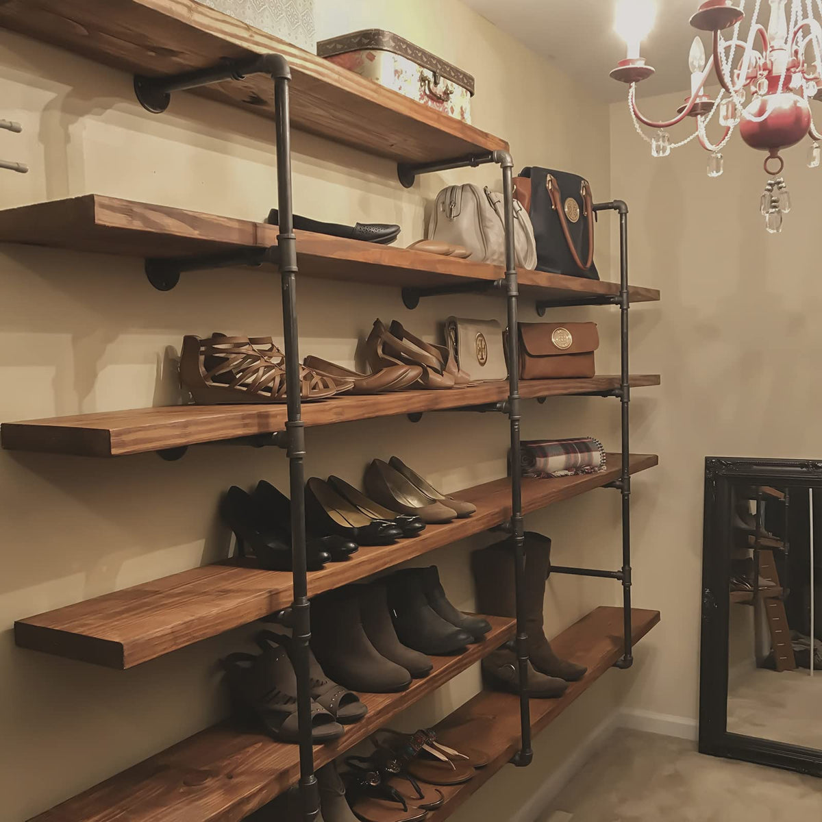 Industrial Iron Pipe 5-Tier Shelves D949