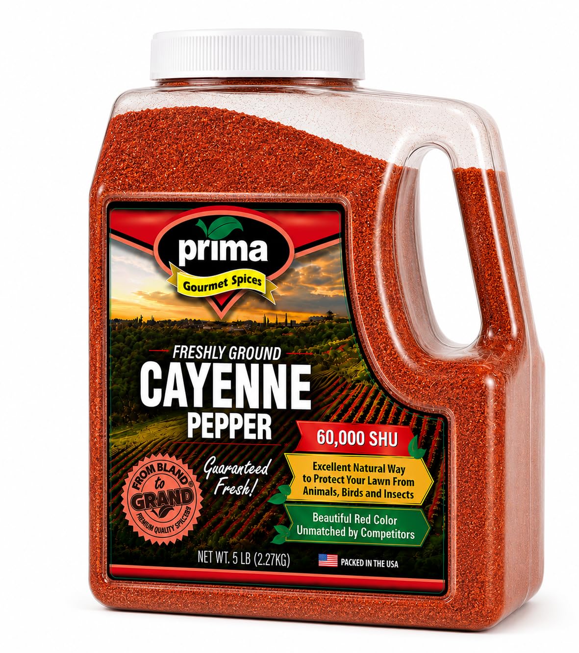 Cayenne Pepper Powder 5 LBS Bulk Kitchen Jug 60,000 SHU Extra Hot All Natural Gluten Free Red Ground Pepper N54448