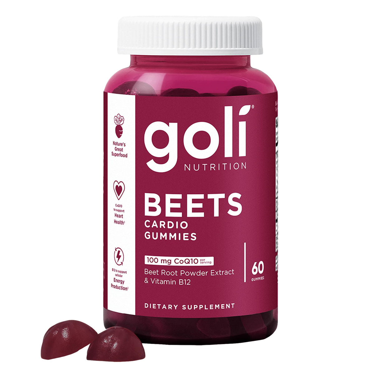 Beets Cardio Gummy 60 Count CoQ10 Beet Root Extract Vegan Gluten-Free R492404