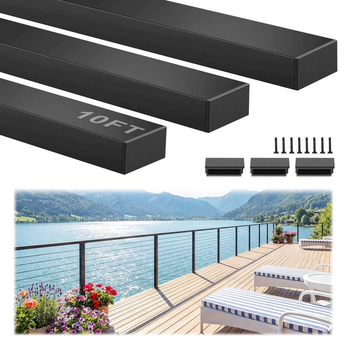 Black Aluminum Handrail 3 Pack L9933