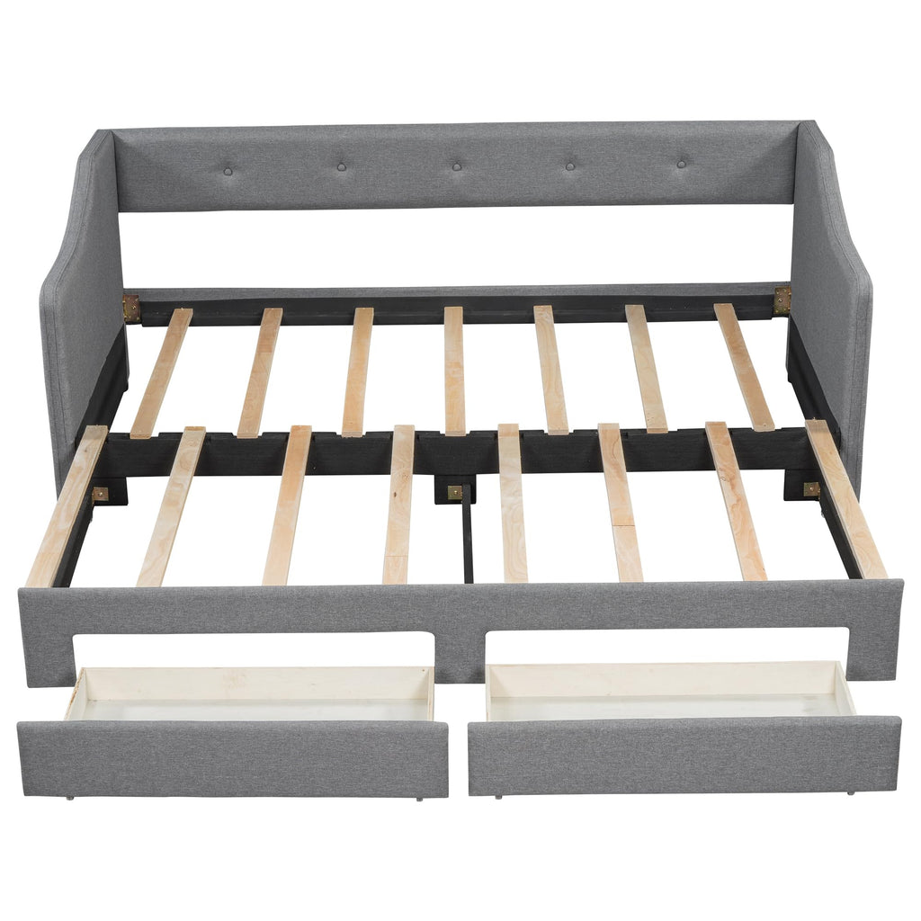 Upholstered Twin XL to King Size Daybed with Pop Up Trundle H51718