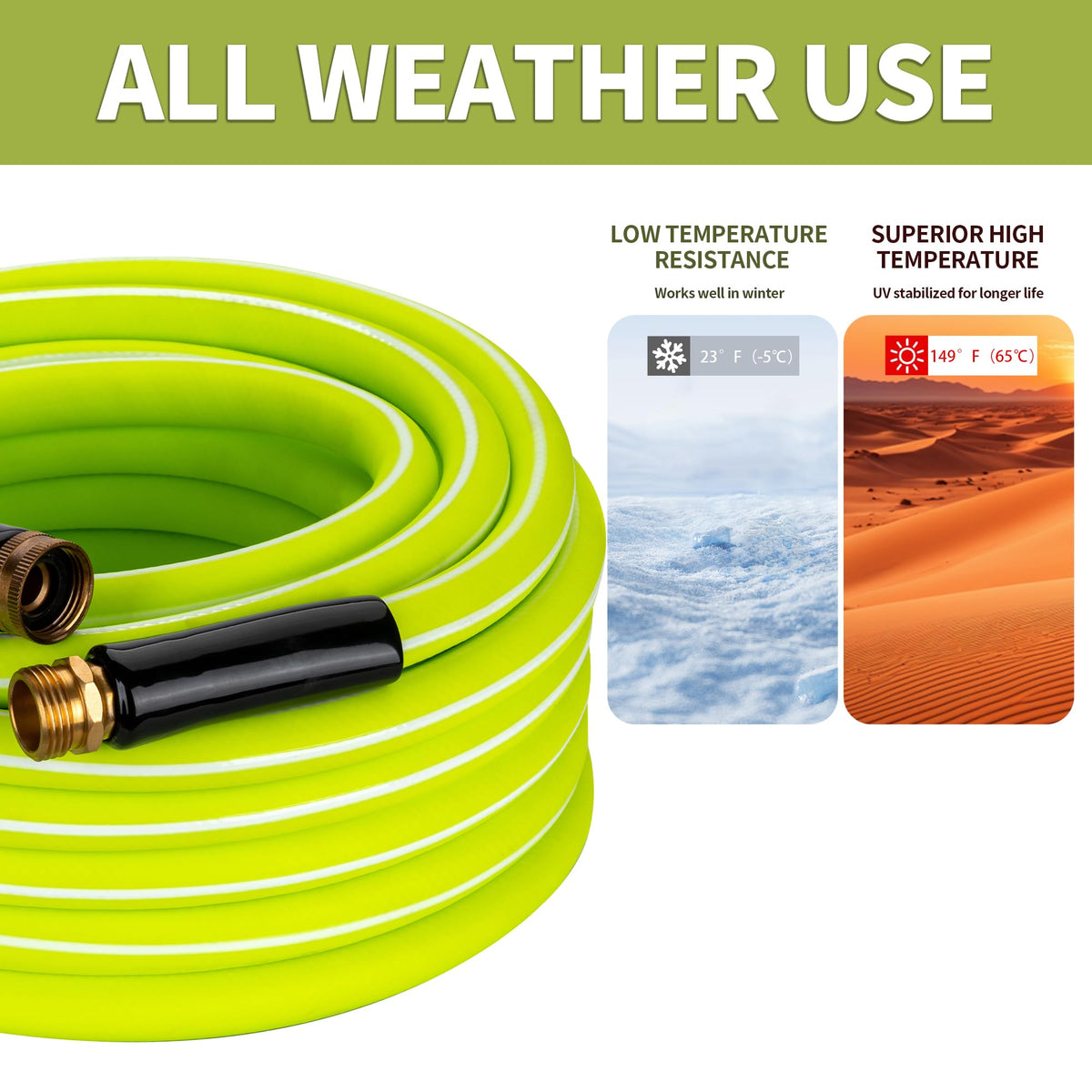 100FT x 5/8" Lightweight Hybrid Rubber Garden Hose H90039