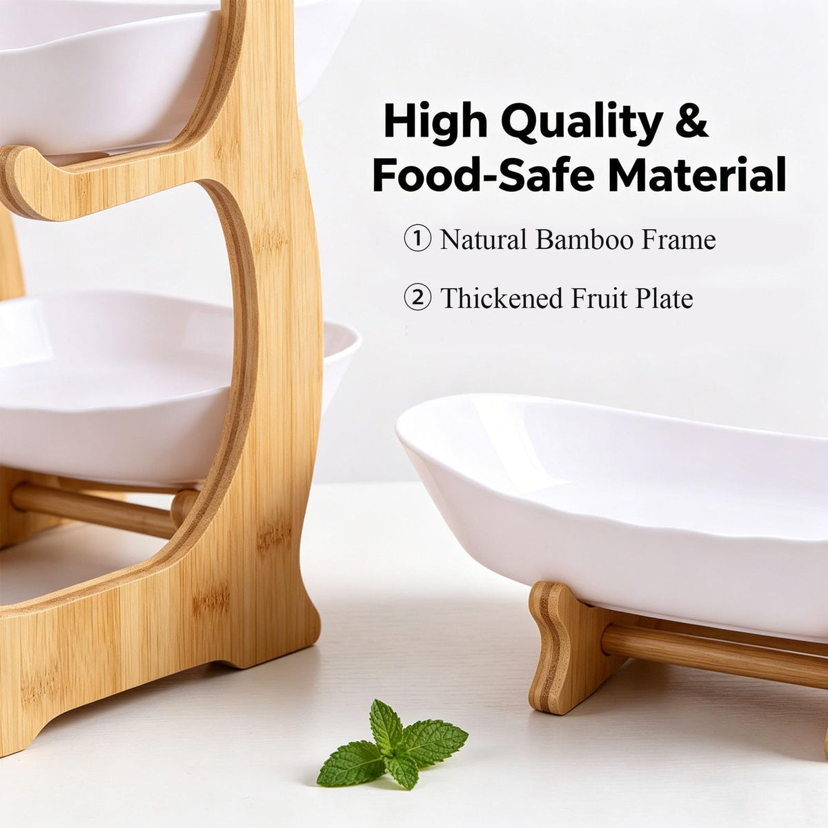 3 Tier Oval Fruit Basket with Bamboo Stand O54685