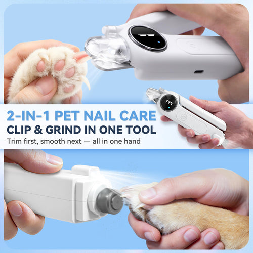 2-in-1 Quiet Electric Pet Nail Clipper & Grinder with Light T7696