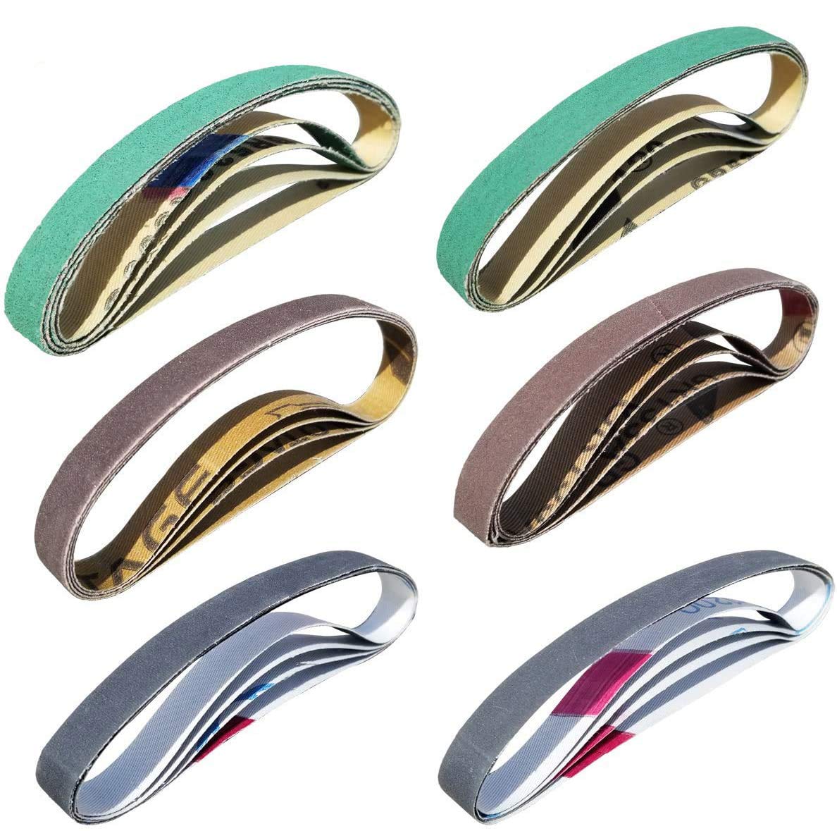 24 Pack 1/2" x 10" Replacement Knife Sharpener Sander Belt Kit 80/120/240/400/1000/1200 Grits P8391