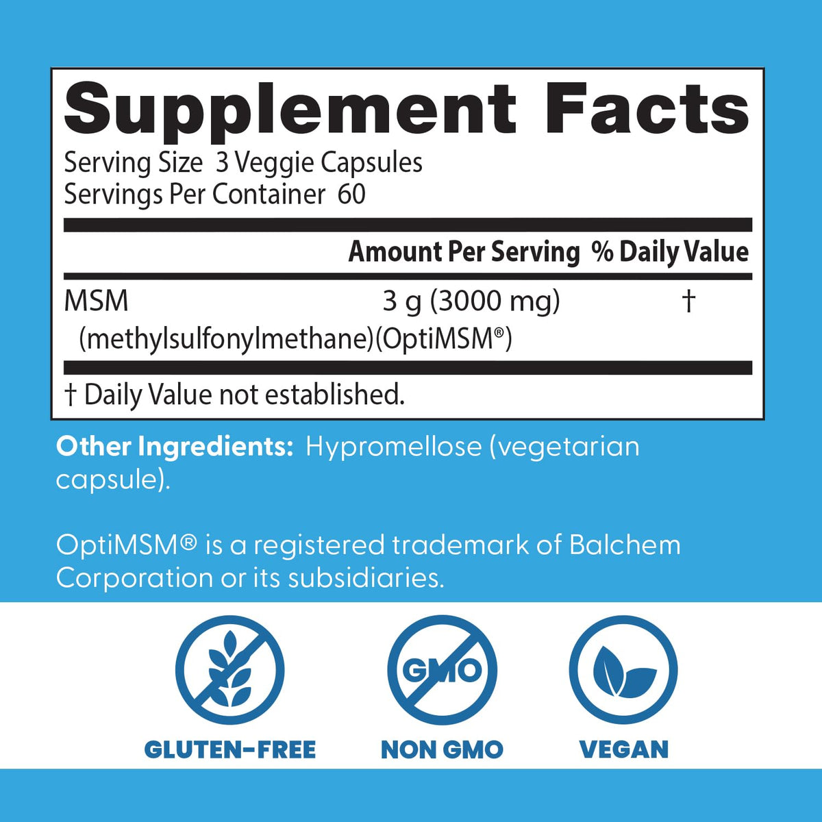 MSM Supplement Capsules 180 Caps G15165