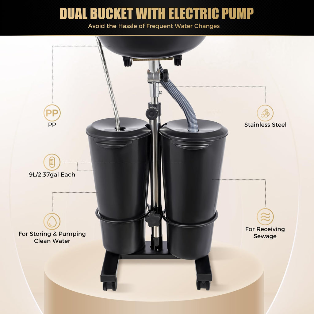 Adjustable Portable Shampoo Bowl with 2 Buckets N937546