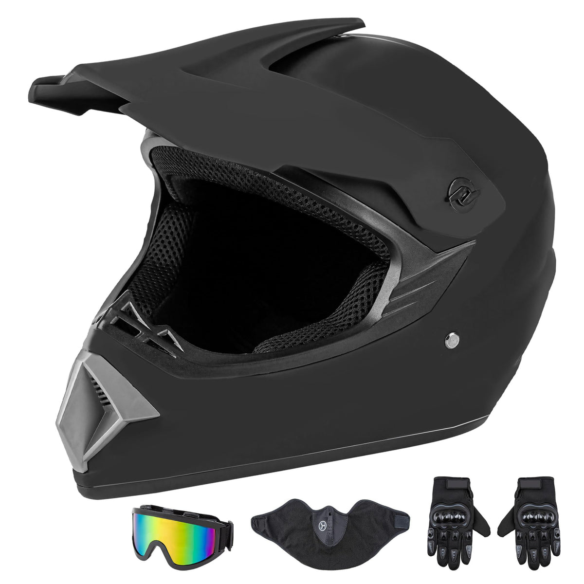 Matte Black Adult Full Helmet Medium R858