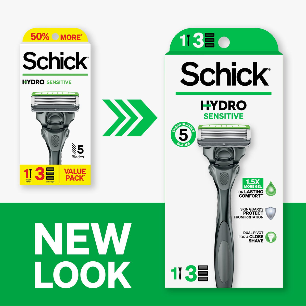 Sensitive 5-Blade Razors with 1 Handle & 3 Refills D613
