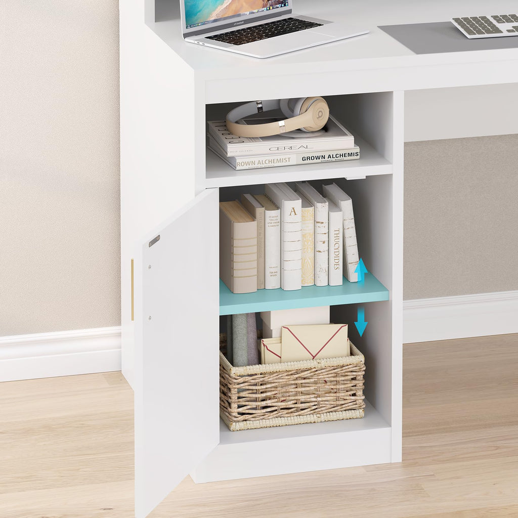65" White Computer Desk with 3 Drawers J442