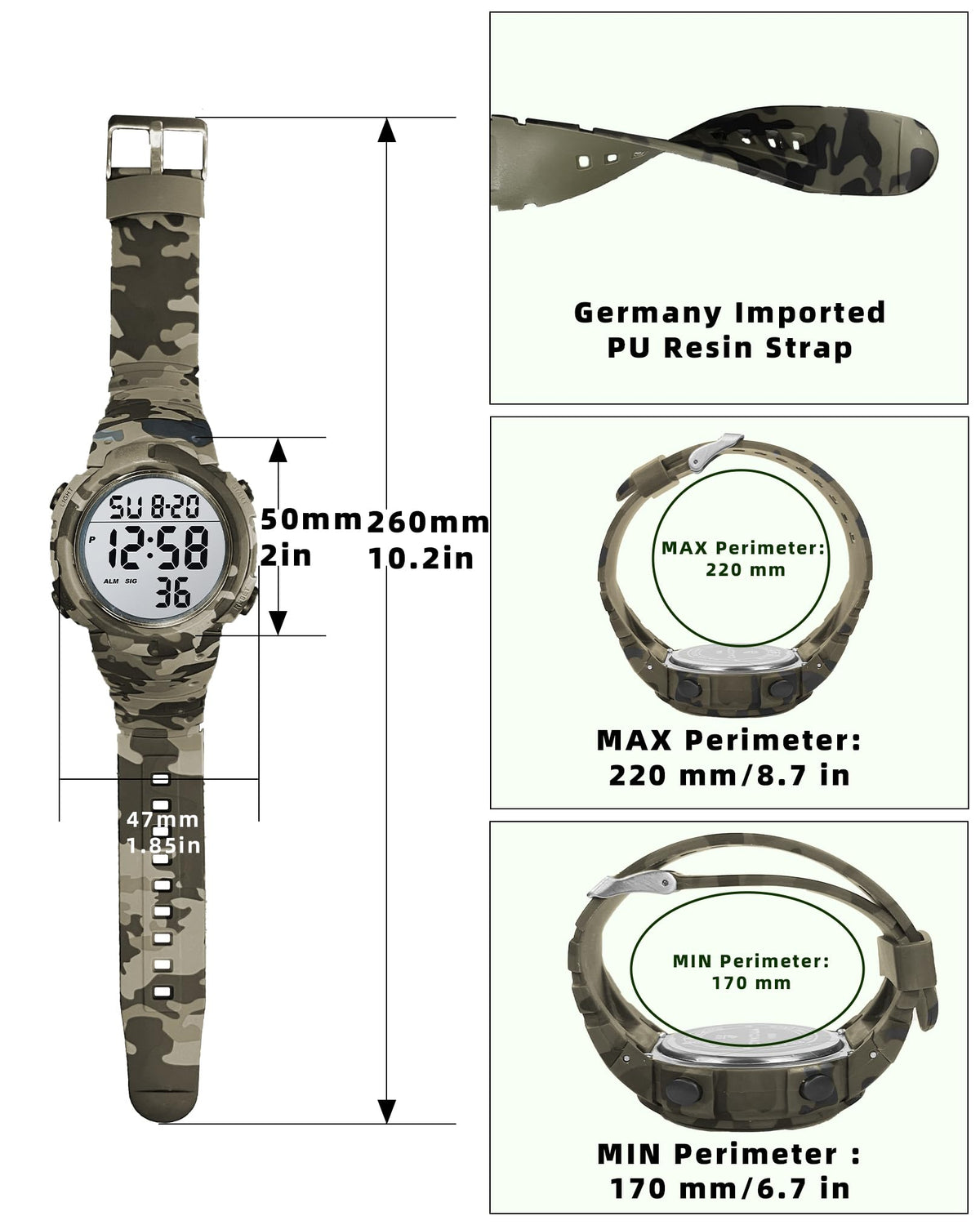 Digital Watch Mens Waterproof Sport Wristwatch Z54631