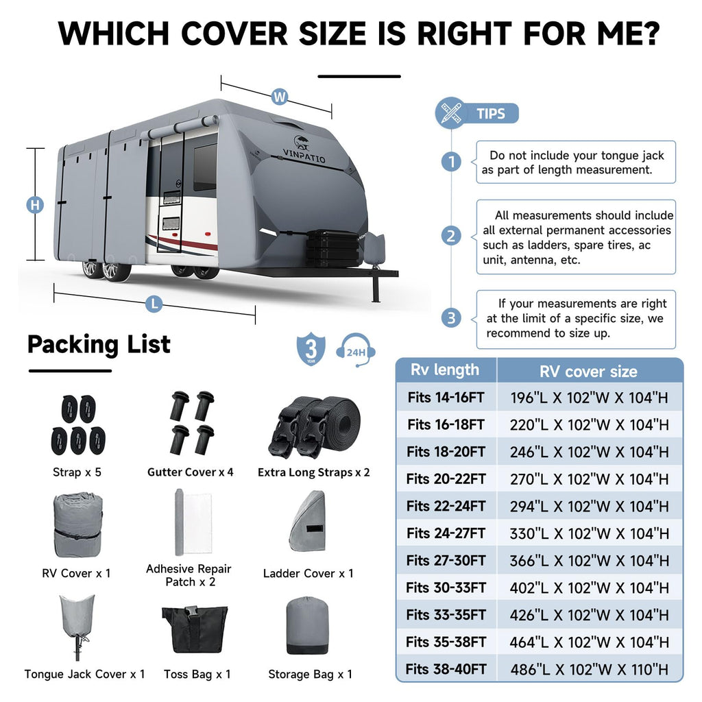 9 Layers Heavy Duty RV Trailer Cover Fits 14'-16' B528241