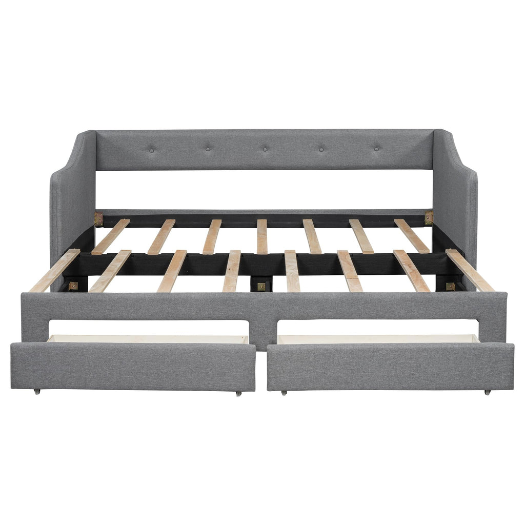 Upholstered Twin XL to King Size Daybed with Pop Up Trundle H51718