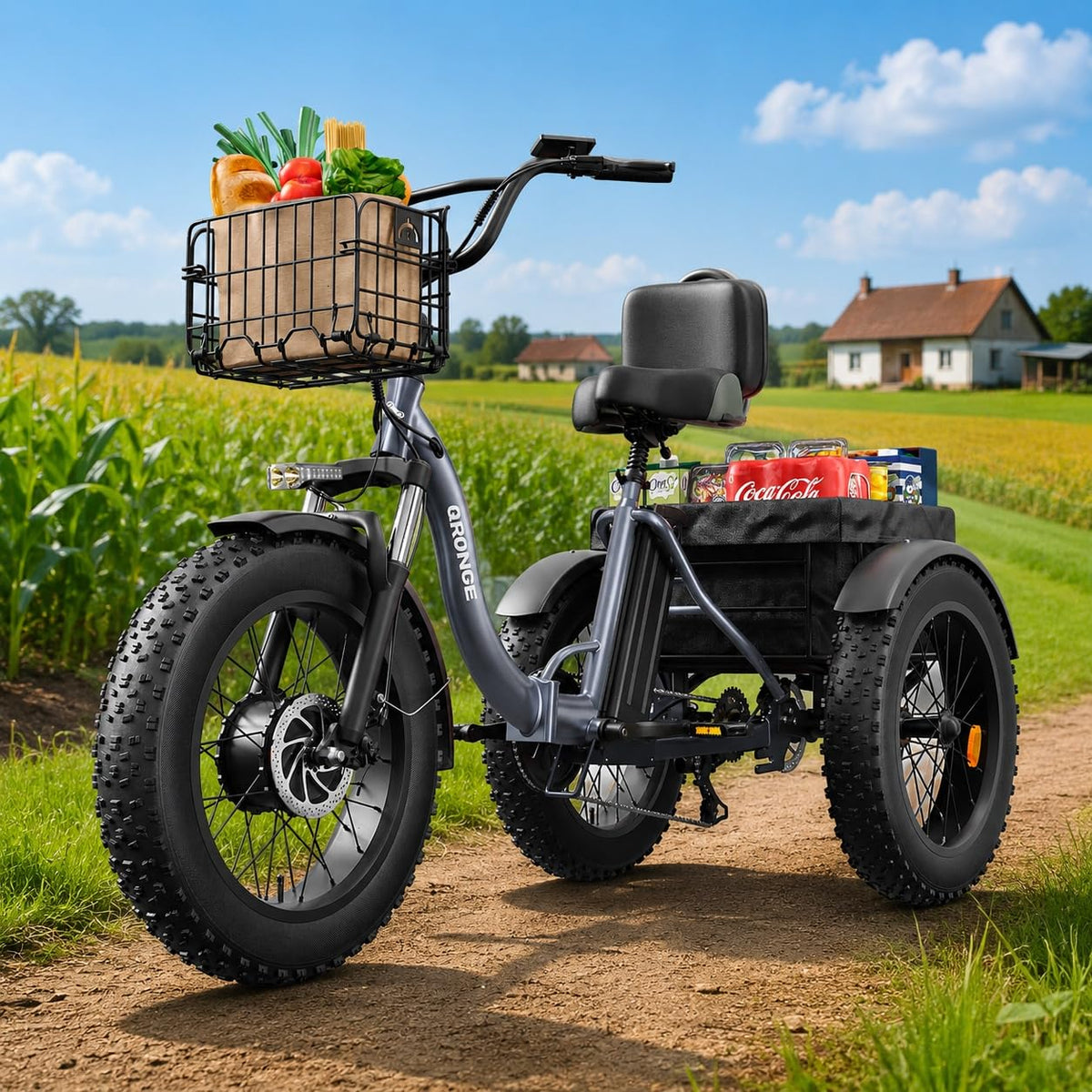 Electric Tricycle for Adults 1200W 36V 20AH Fat Tire Folding Y351