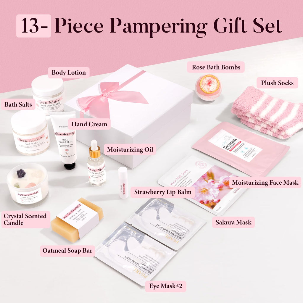 Pink 13Pcs Spa Bath Set T5438