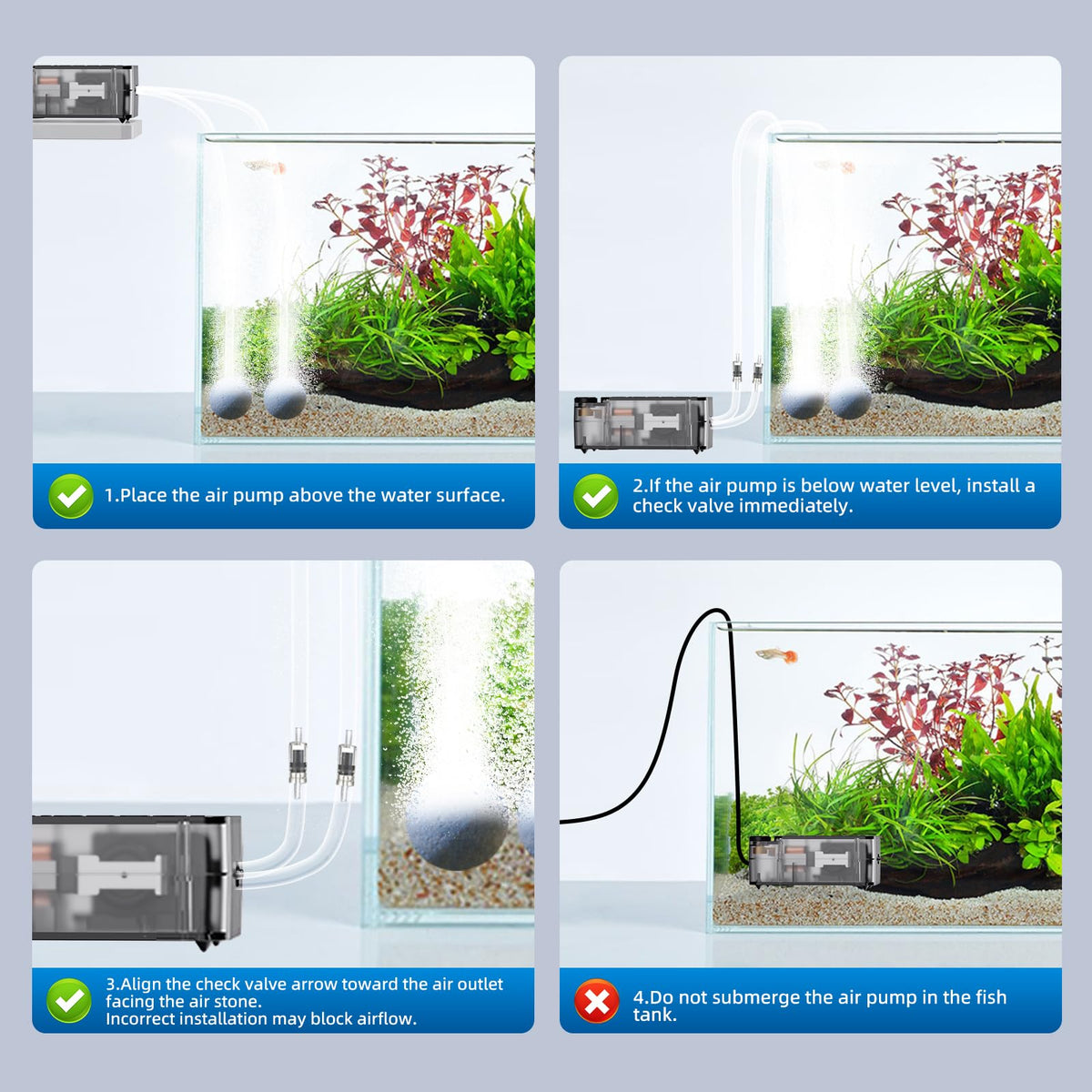 Aquarium Air Pump with Air Stone Bubbler M46429