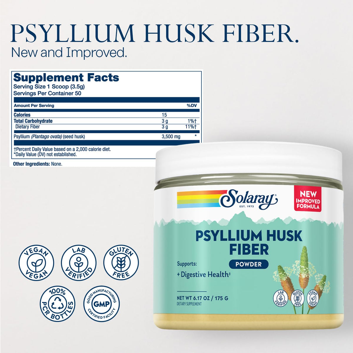 Psyllium Husk Powder Fiber Supplement 6.17 OZ U69104