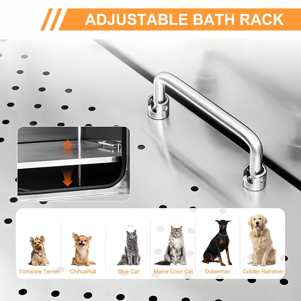 Stainless Steel 304 Dog Grooming Tub with Stairs and Faucet H13910