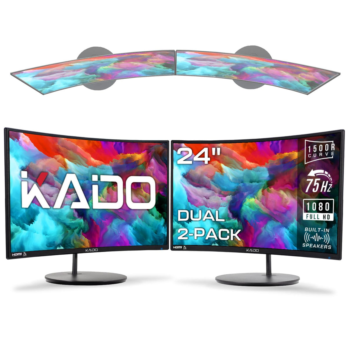 24" Curved 75Hz Computer Monitor 2-Pack X95088