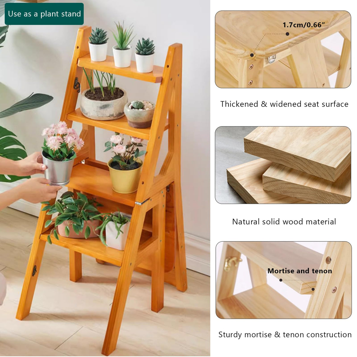 Solid Wood Folding Ladder Chair E646