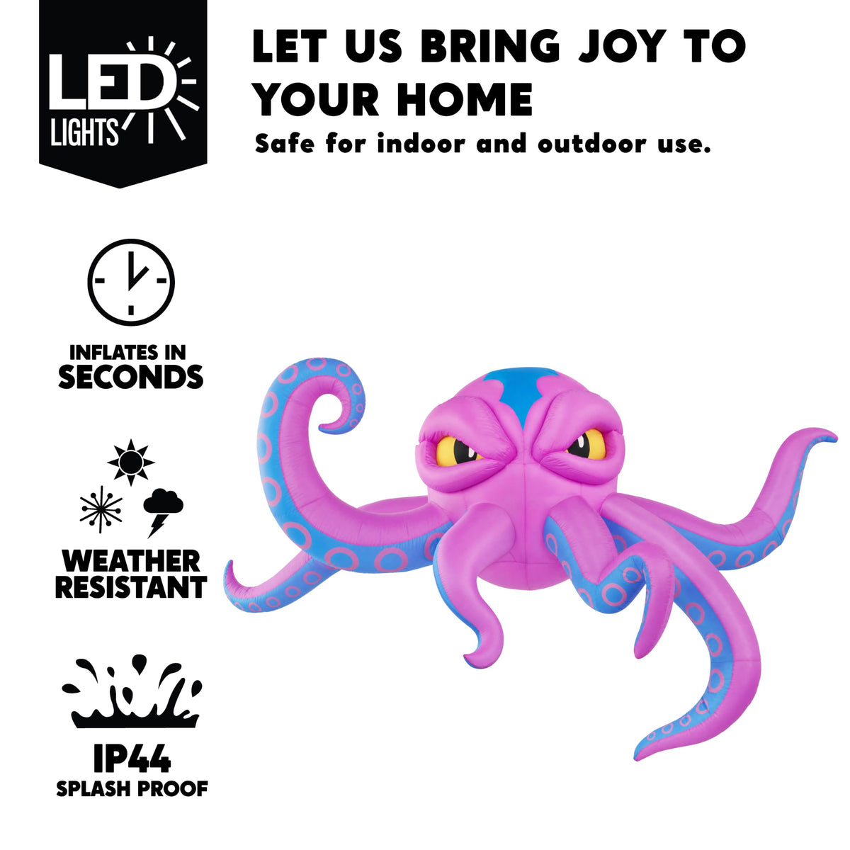 10FT Inflatable Octopus Decoration with Built-in LED Lights W937839