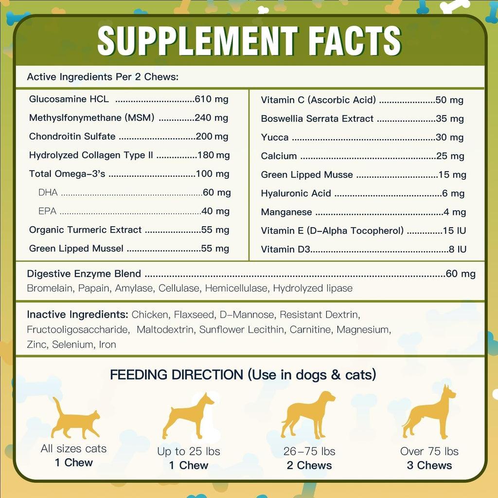 Glucosamine for Dogs Chicken Flavor 120 Freeze-Dried Chews E788