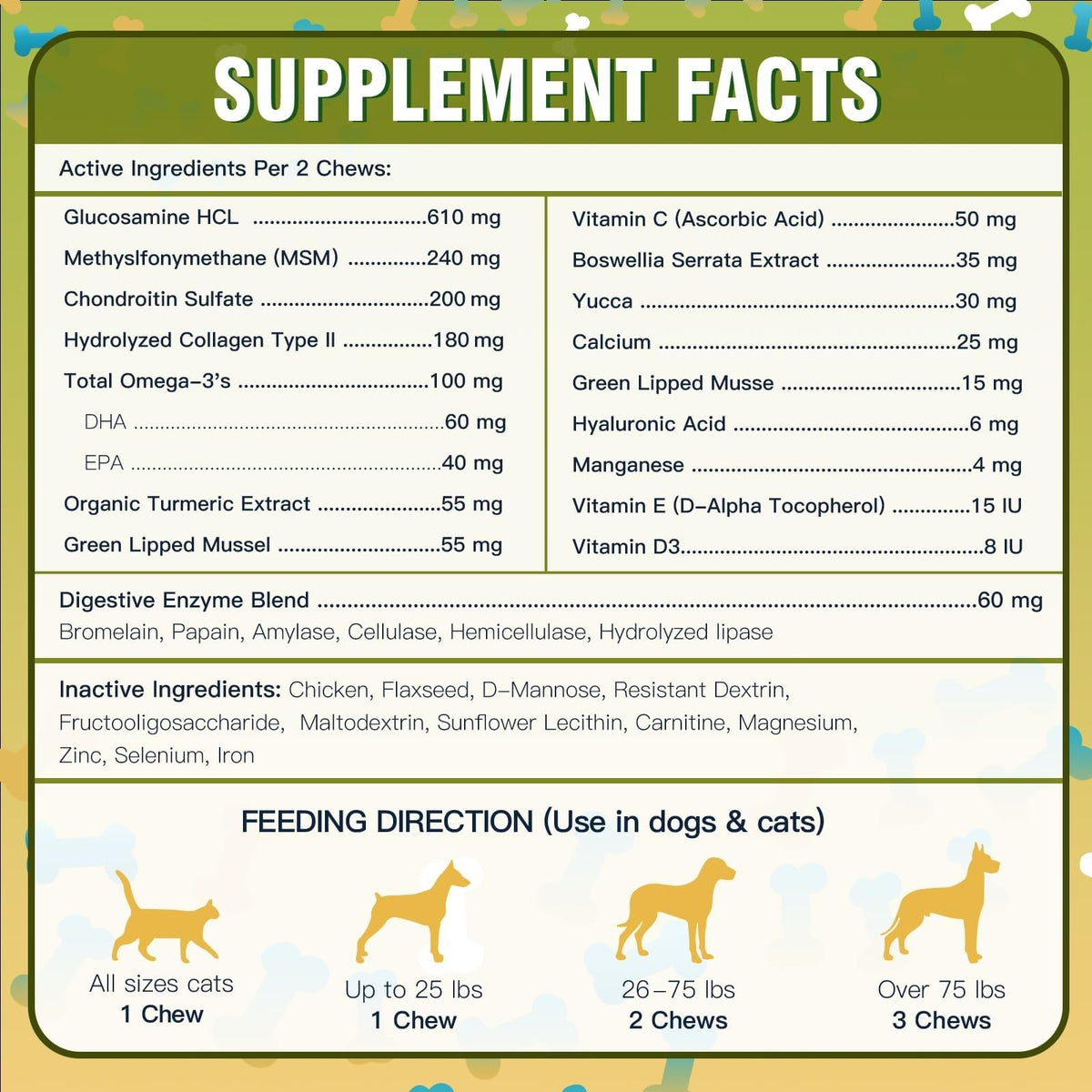 Glucosamine for Dogs Chicken Flavor 120 Freeze-Dried Chews E788