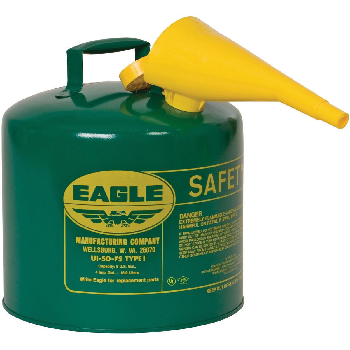 5 Gallon Type I Green Safety Gas Can Z837