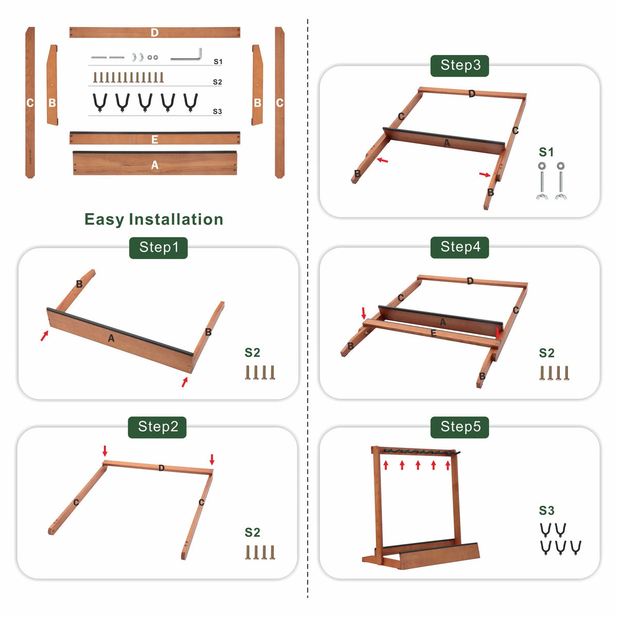 5 Holders Wooden Guitar Stand Floor Rack B506