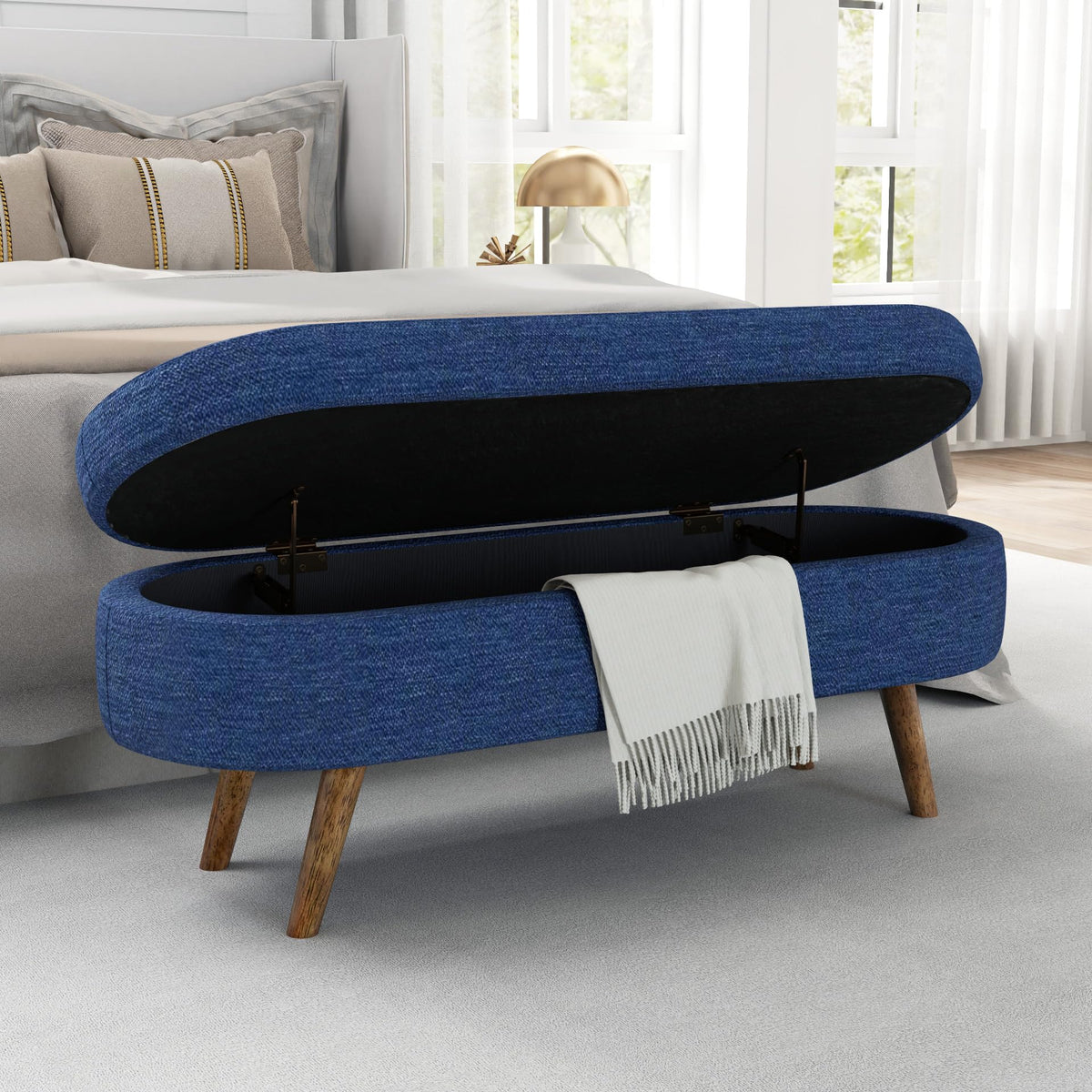 Oval Storage Bench with Rubber Wood Legs D657035