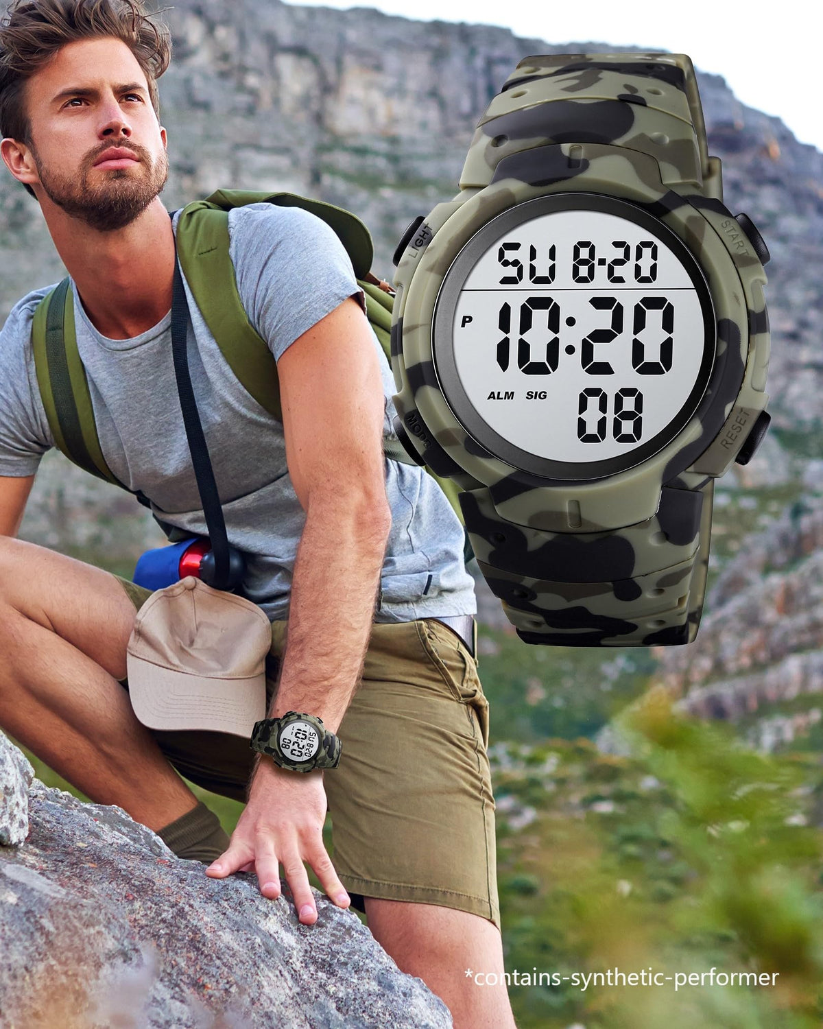 Digital Watch Mens Waterproof Sport Wristwatch Z54631