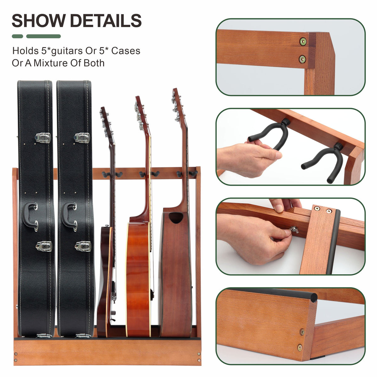 5 Holders Wooden Guitar Stand Floor Rack B506