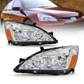 Headlight Assembly for 2003-2007 Honda Accord Chrome Housing Amber Reflector Pair E3317