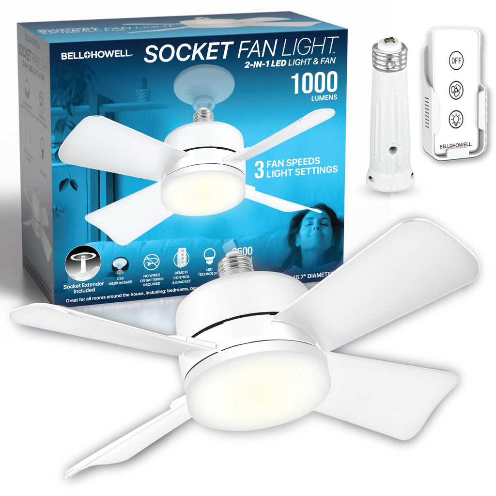 15.4" Socket Fan Light Ceiling Fan with Remote Control K3573